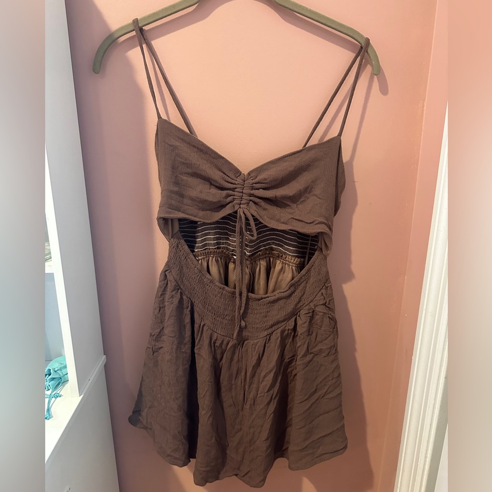 Front Cut Out Brown Romper